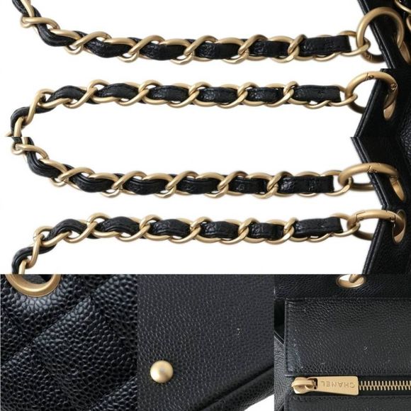 Chanel Caviar Skin Matelasse Chain Shoulder Tote Bag - Picture 7 of 9